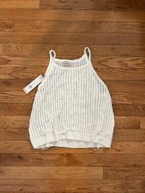 BCBGeneration Women's White Crochet Sweater Top